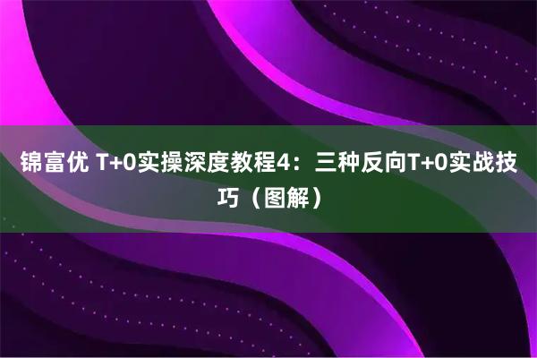 锦富优 T+0实操深度教程4：三种反向T+0实战技巧（图解）