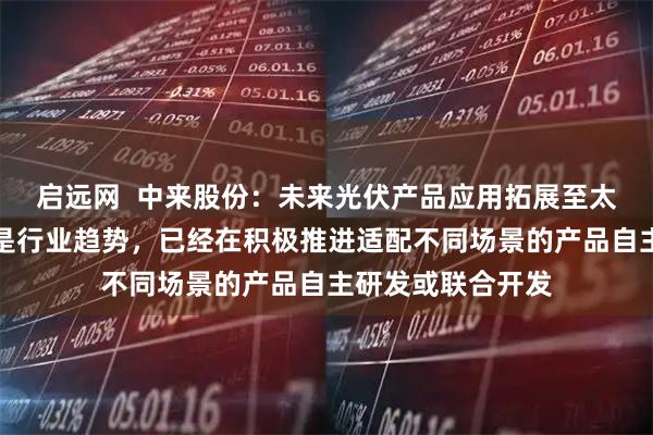 启远网  中来股份：未来光伏产品应用拓展至太空等多元化场景是行业趋势，已经在积极推进适配不同场景的产品自主研发或联合开发
