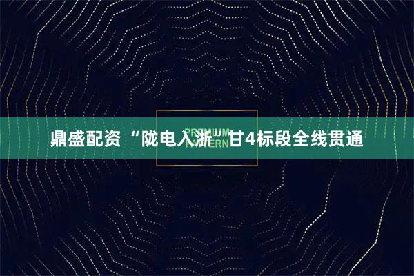 鼎盛配资 “陇电入浙”甘4标段全线贯通